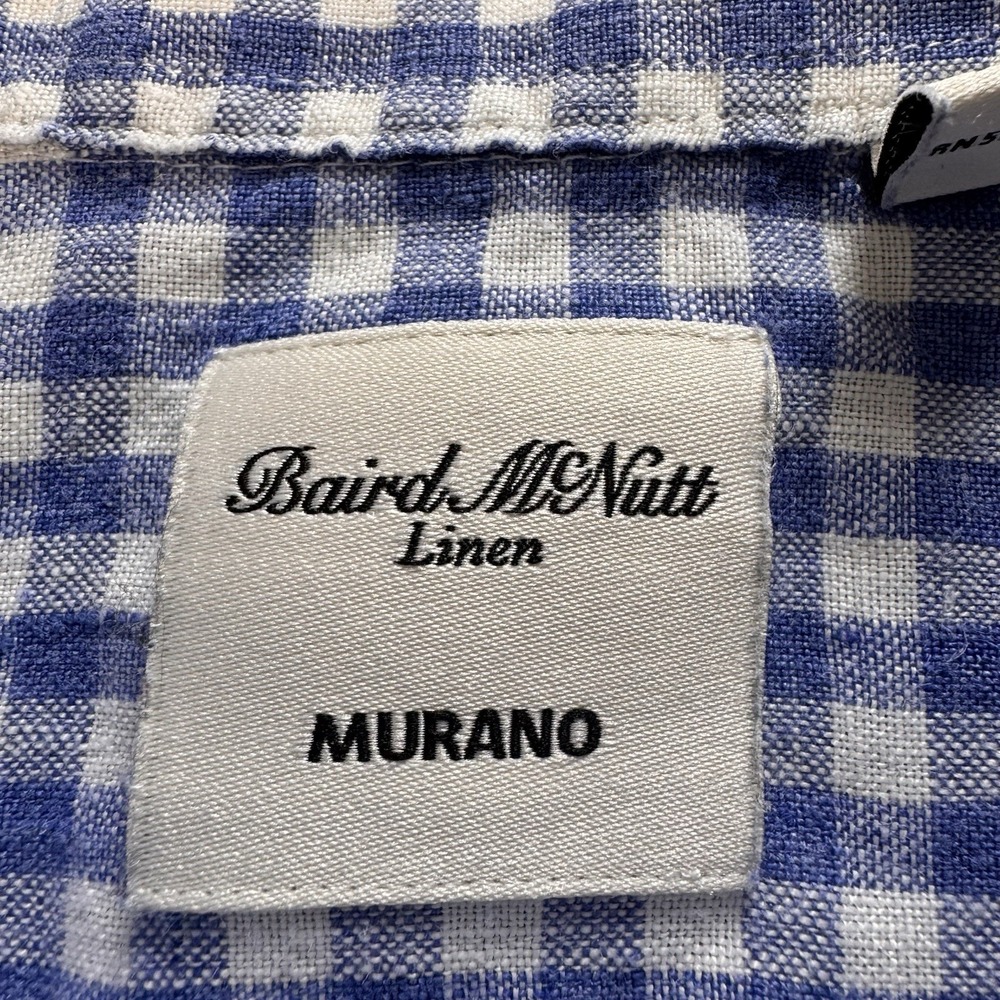 Murano Baird Mcnutt 100% Linen Shirt Men XL Blue Gingham Check Lightweight - Picture 2 of 10